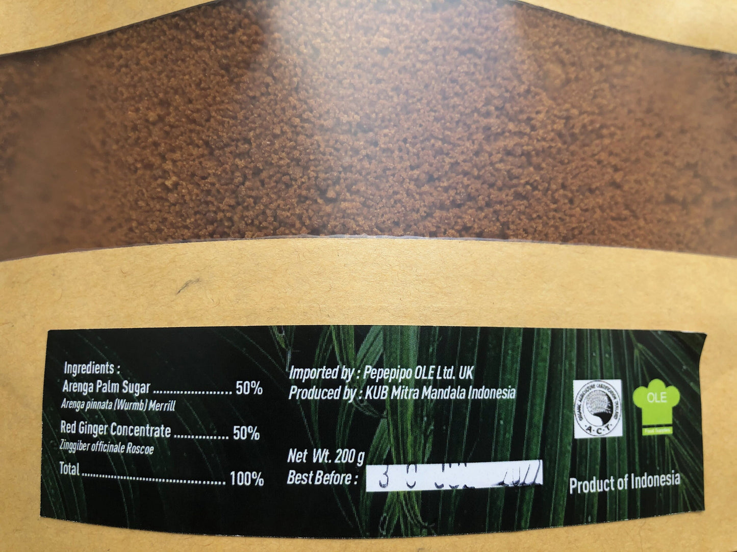 Red Ginger Arenga Palm Sugar Organic 200g